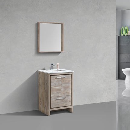 KubeBath Dolce 24″ Nature Wood Modern Bathroom Vanity With Quartz Countertop Kube Bath