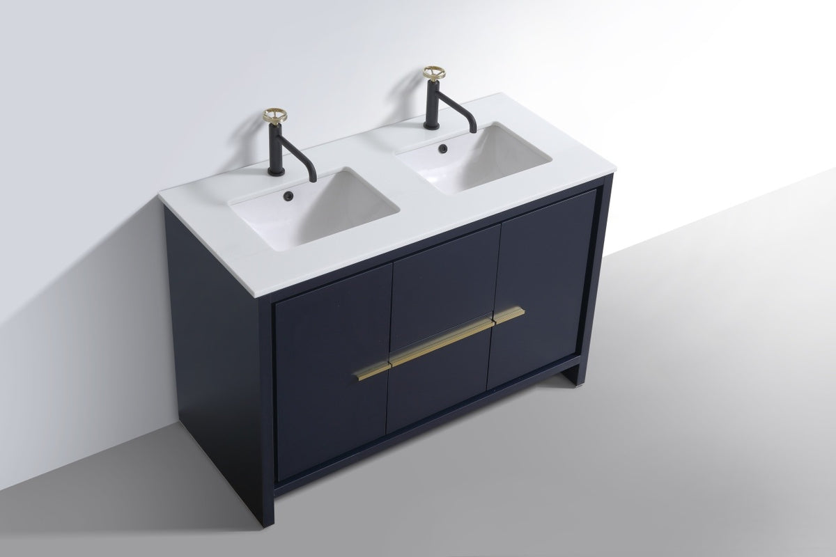 KubeBath Dolce 48″ Double Sink Modern Bathroom Vanity with Quartz Counter-Top - Navy Blue (AD648DBLUE) view 4