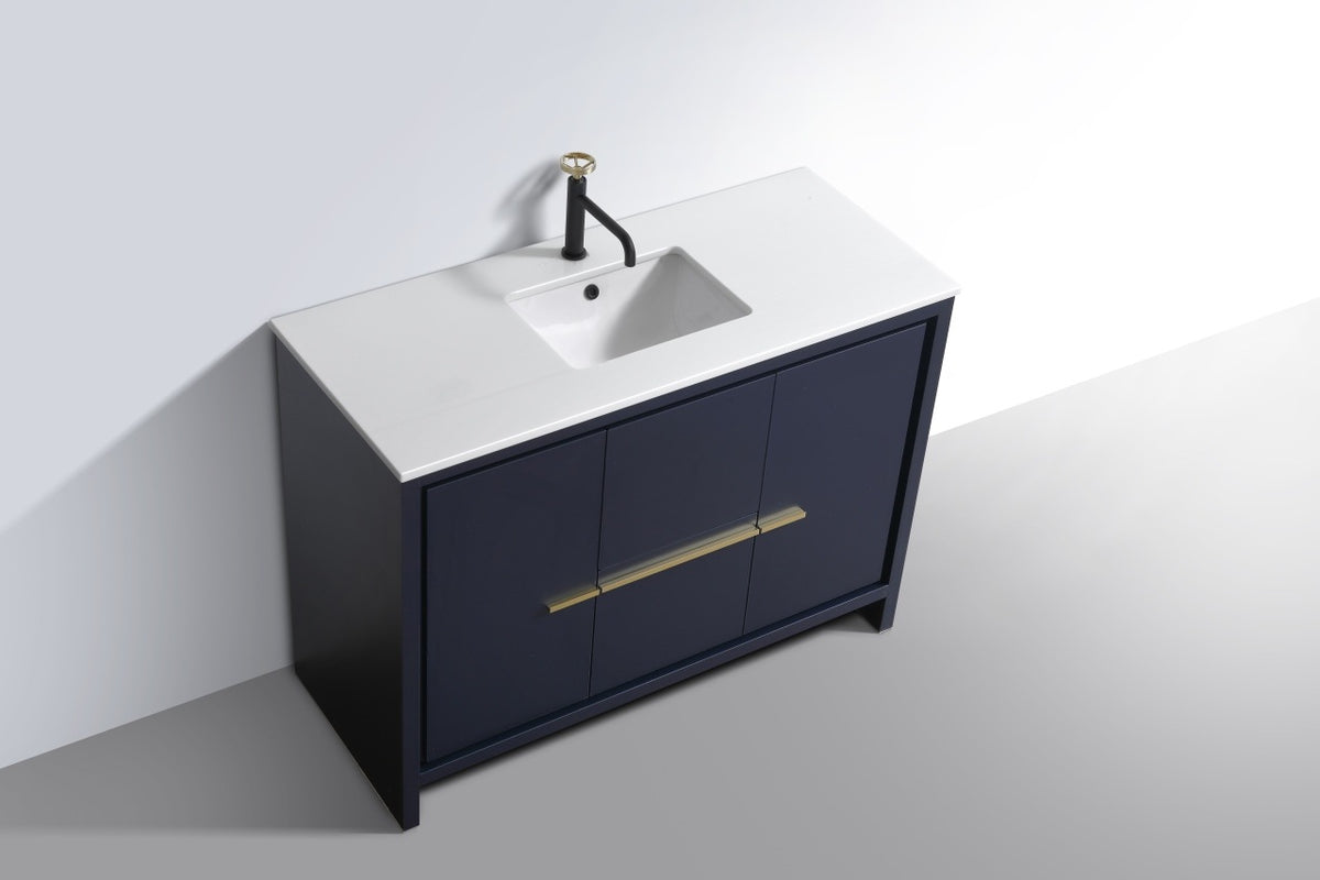 KubeBath Dolce 48″ Modern Bathroom Vanity with Quartz Counter-Top - Navy Blue (AD648SBLUE) view 4