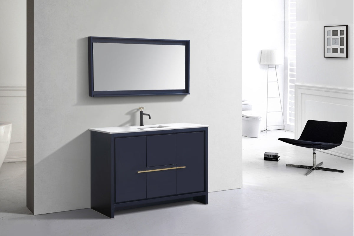 KubeBath Dolce 48″ Modern Bathroom Vanity with Quartz Counter-Top - Navy Blue (AD648SBLUE) view 3