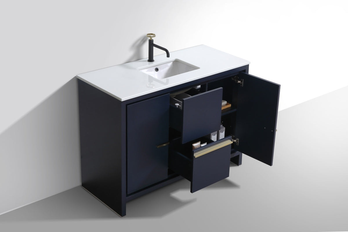 KubeBath Dolce 48″ Modern Bathroom Vanity with Quartz Counter-Top - Navy Blue (AD648SBLUE) view 5