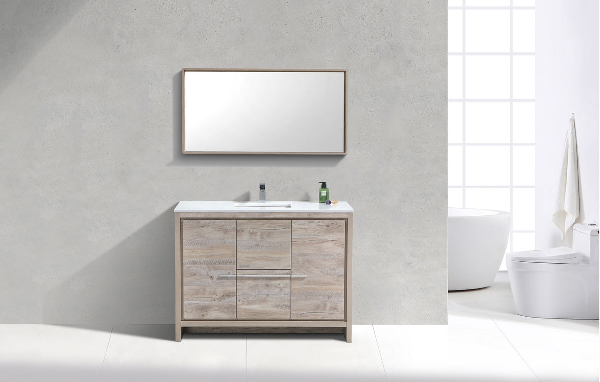KubeBath Dolce 48″ Modern Bathroom Vanity with Quartz Counter-Top - Nature Wood (AD648SNW) view 4