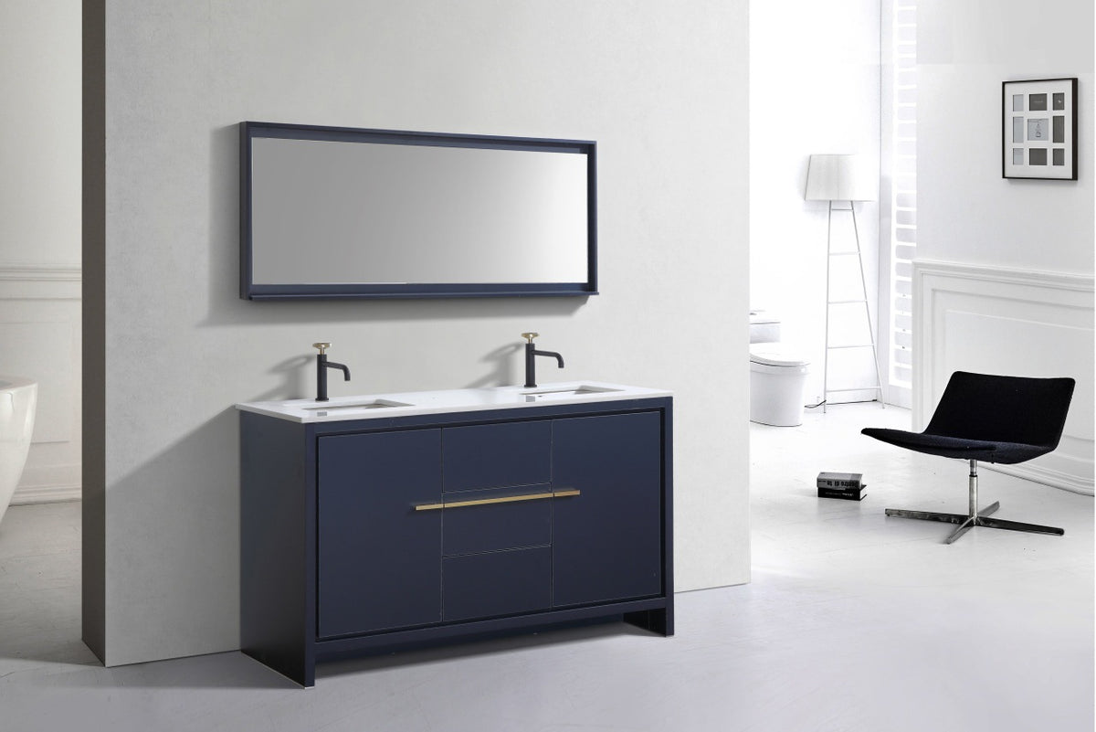 KubeBath Dolce 60″ Double Sink Modern Bathroom Vanity with Quartz Counter-Top - Navy Blue (AD660DBLUE) view 5