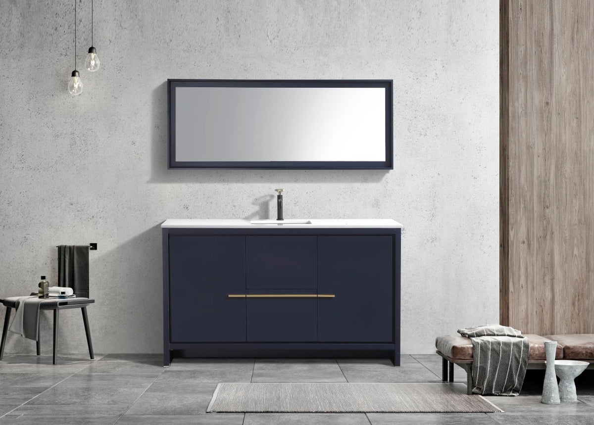 KubeBath Dolce 60″ Modern Bathroom Vanity with Quartz Counter-Top - Navy Blue (AD660SBLUE) view 2