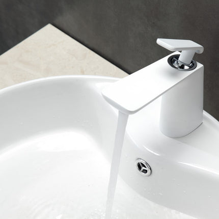 Kube Bath Aqua Adatto 7" Single Lever Bathroom Faucet – Matte White and Chrome Kube Bath