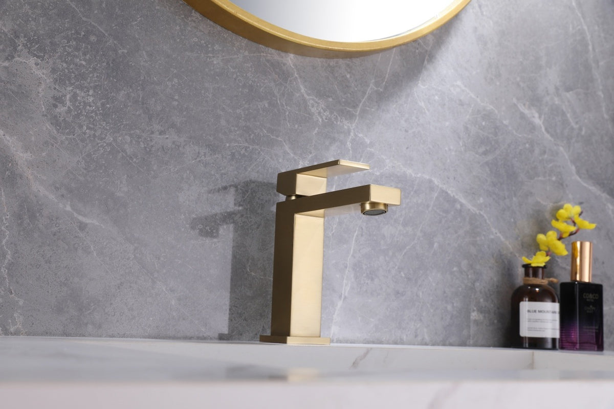 Kube Bath Aqua Kubo Single Lever Bathroom Vanity Faucet - Brushed Gold (AFB231BG) view 6