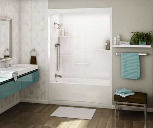 ALLIA TSR-6032 Acrylic Alcove Left-Hand Drain Three-Piece Tub Shower in White - Plumbing Market