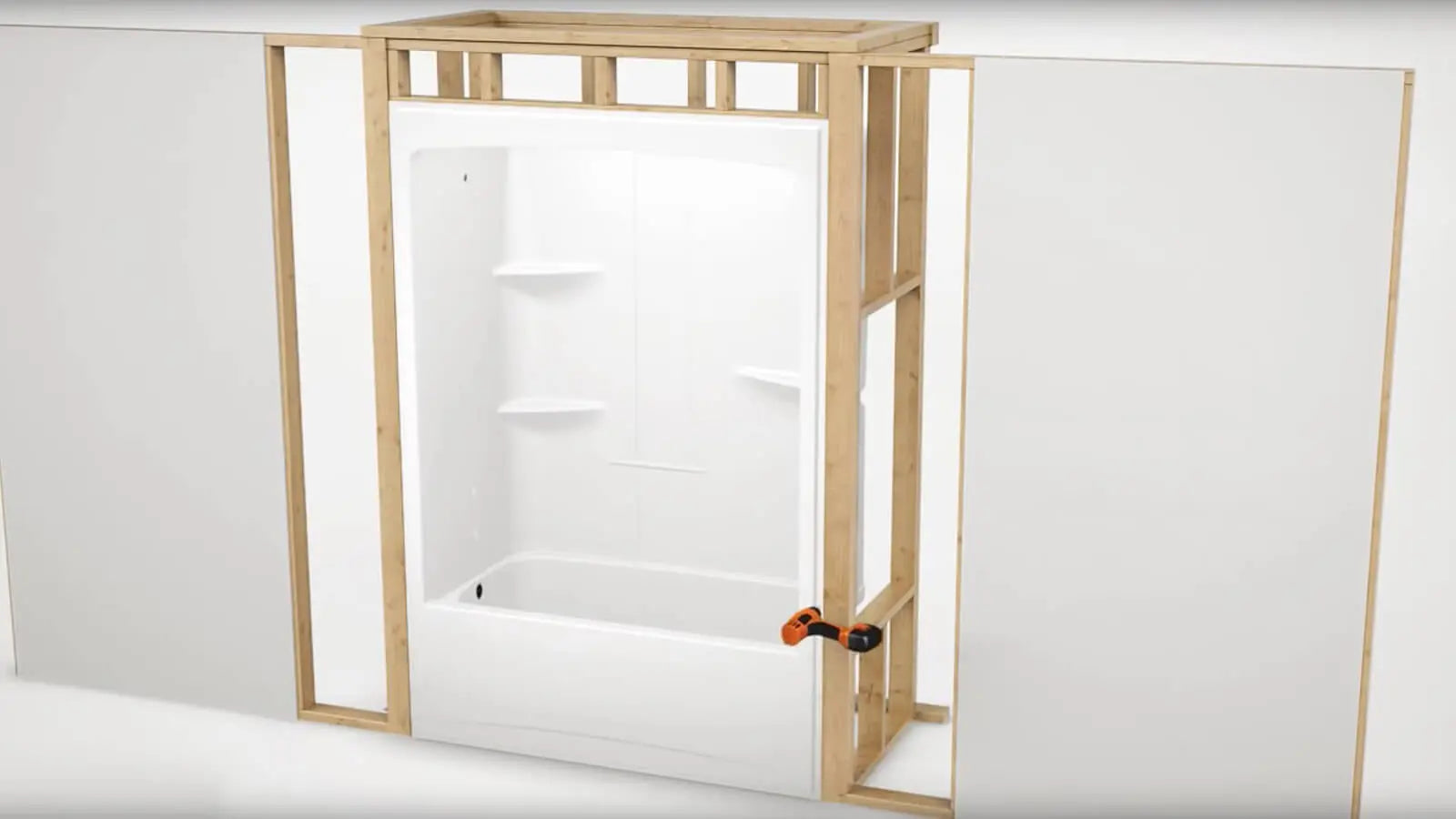 ALLIA TSR-6032 Acrylic Alcove Left-Hand Drain Three-Piece Tub Shower in White - Plumbing Market