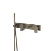 Aquabrass Alpha Wallmount Tub Filler with Handshower and 2 Mixers 92N04 in brushed black chrome