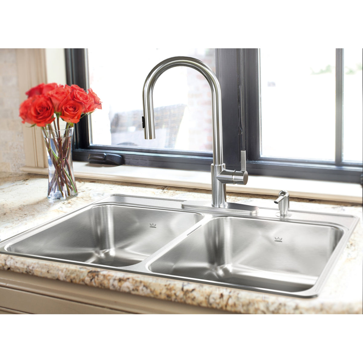 Kindred Creemore 33" drop-in stainless steel kitchen sink CDLA3322-8-1CB