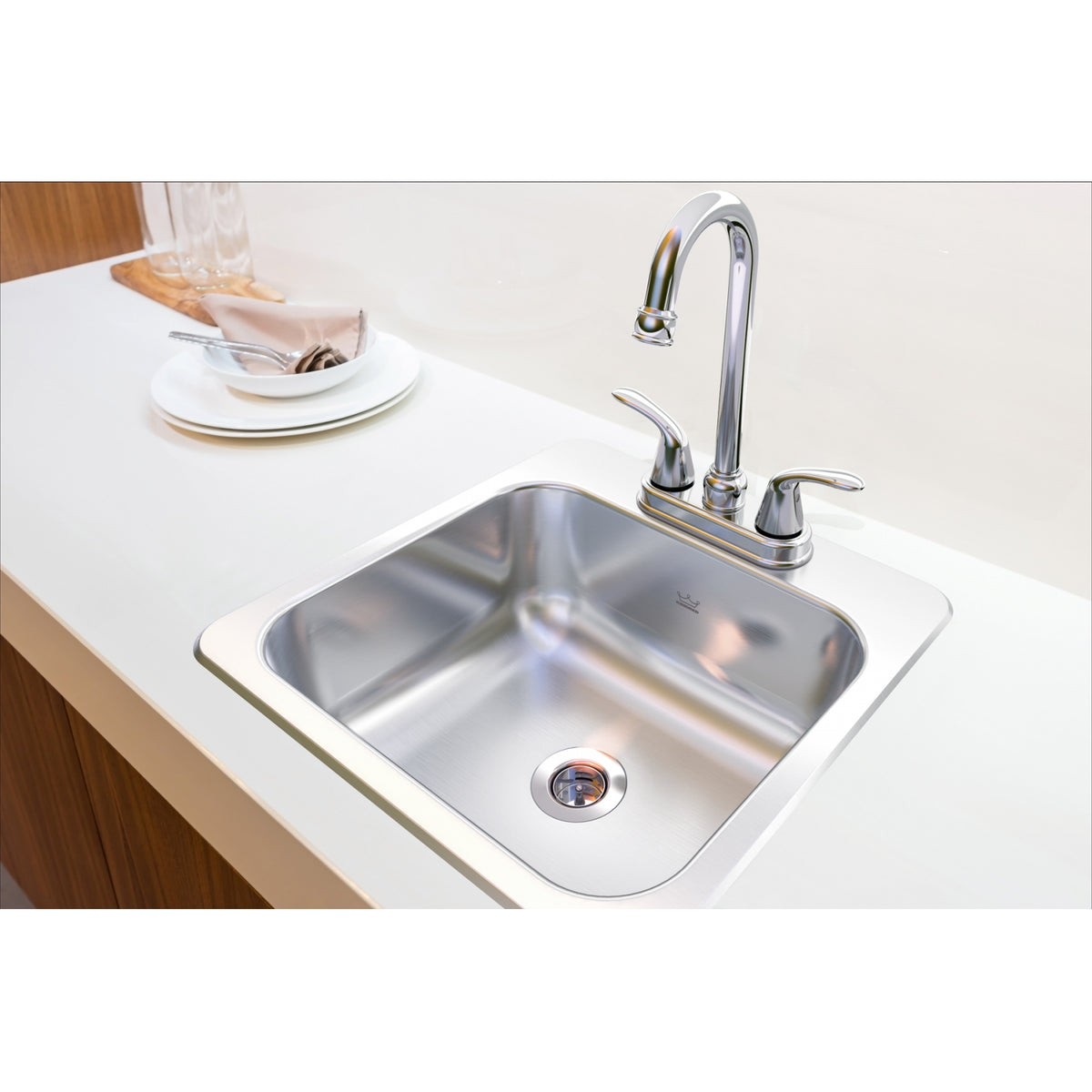 Kindred Creemore 15" drop-in stainless steel kitchen sink CSLA1515-6-2CBN