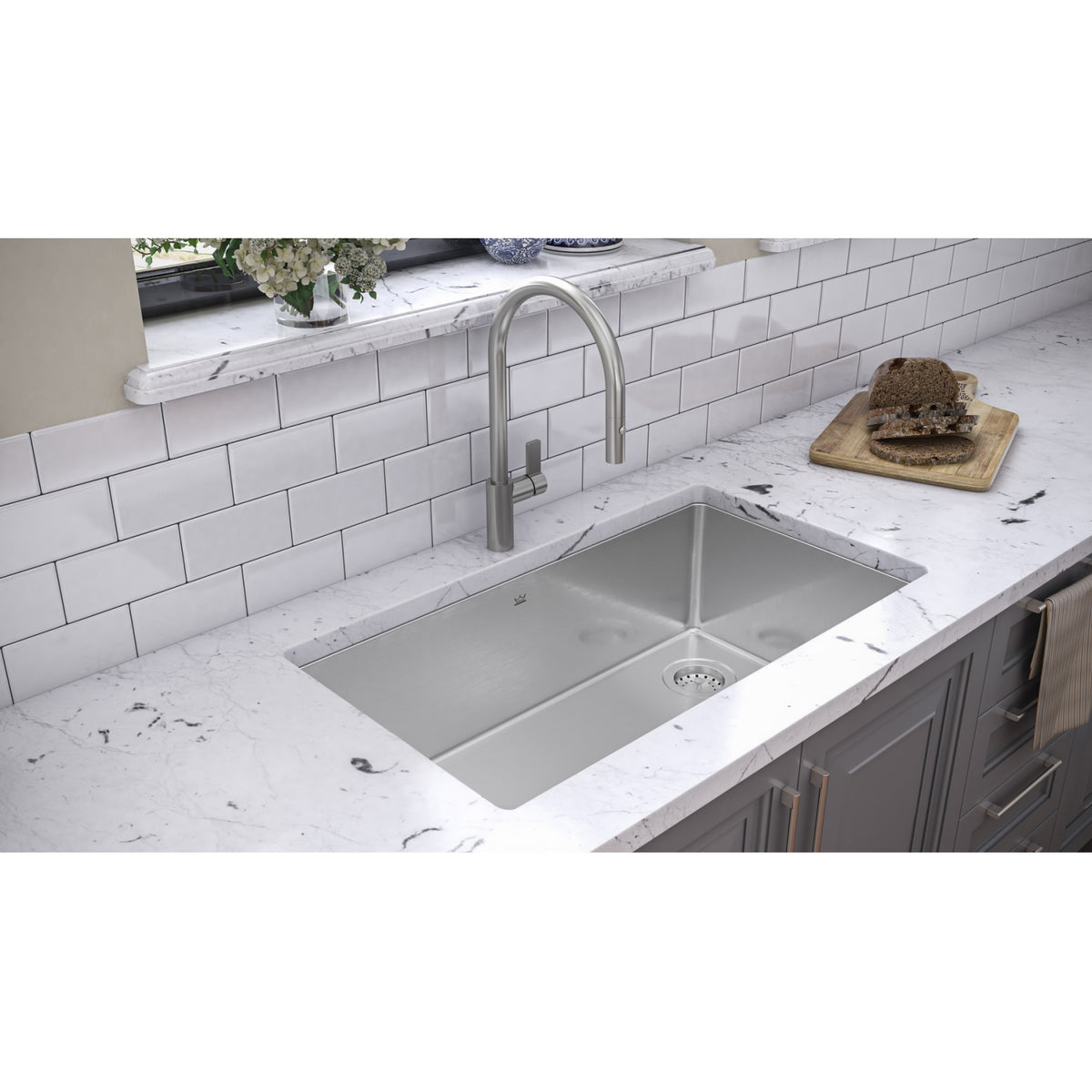 Kindred Brookmore 32.5" undermount stainless steel kitchen sink BSU1832-9OW