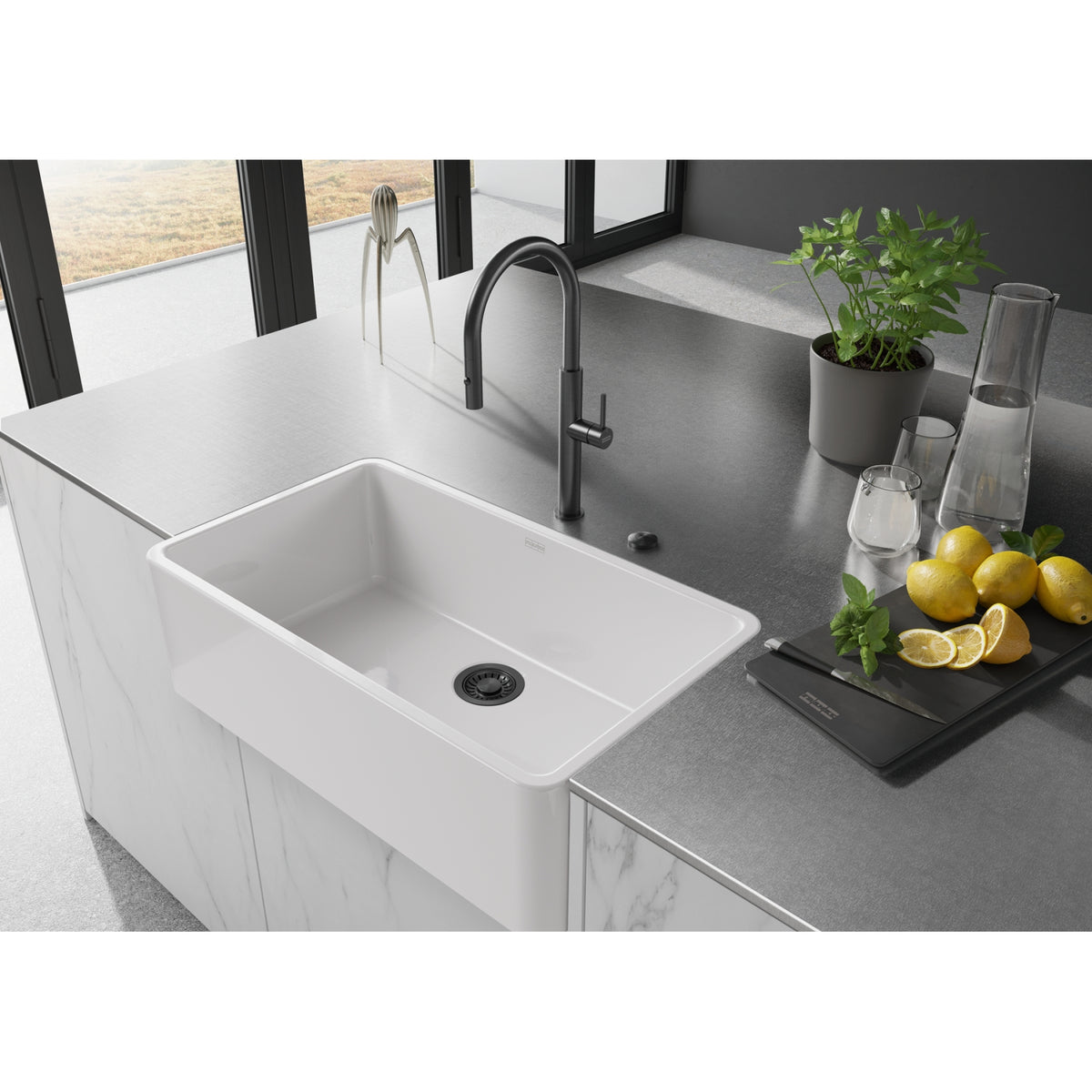 Franke Ceranova 33" apron front fireclay kitchen sink CRK71033-GWH