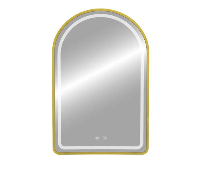 ARCH Framed Front Light LED Mirror - LMF926F - 24 x 36 Brushed Gold - Plumbing Market
