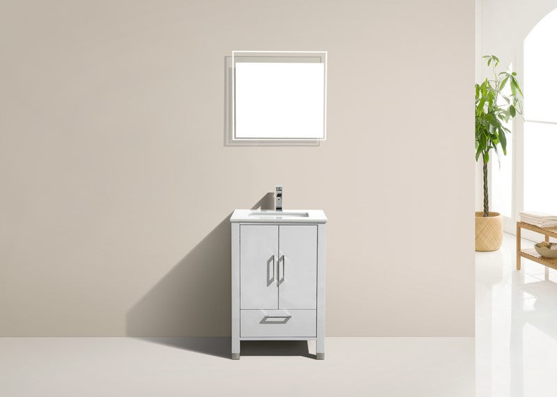Kube Bath Anziano 24" Gloss White Vanity w/ Quartz Countertop - Gloss White (ASL1524-GW) view 4