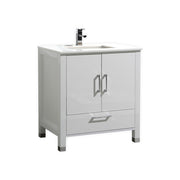Kube Bath Anziano 30" Gloss White Vanity w/ Quartz Countertop - Gloss White (ASL1530-GW)