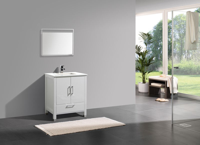 Kube Bath Anziano 30" Gloss White Vanity w/ Quartz Countertop - Gloss White (ASL1530-GW) view 2