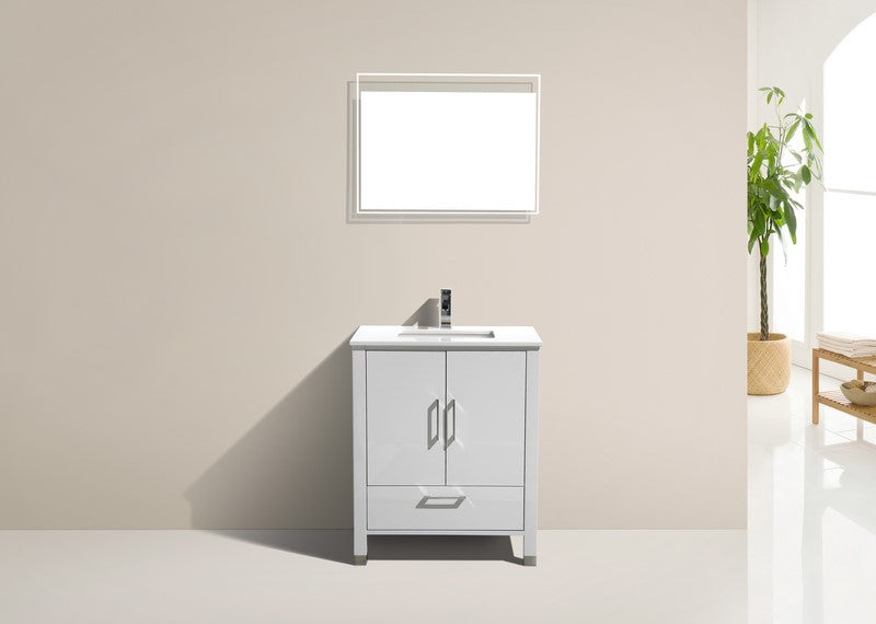 Kube Bath Anziano 30" Gloss White Vanity w/ Quartz Countertop - Gloss White (ASL1530-GW) view 4
