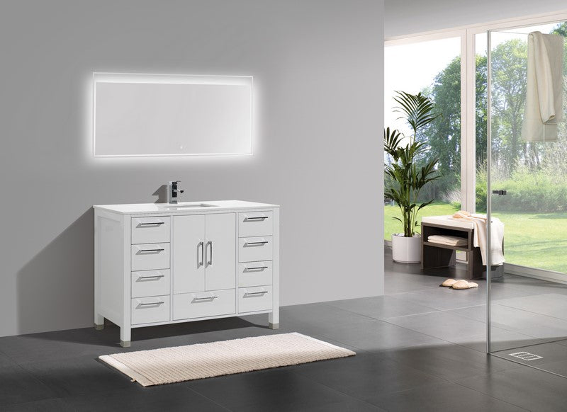 Kube Bath Anziano 48" Gloss White Vanity w/ Quartz Countertop - Gloss White (ASL1548S-GW) view 2