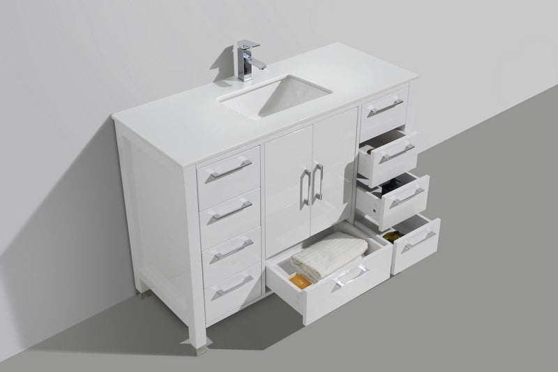 Kube Bath Anziano 48" Gloss White Vanity w/ Quartz Countertop - Gloss White (ASL1548S-GW) view 3