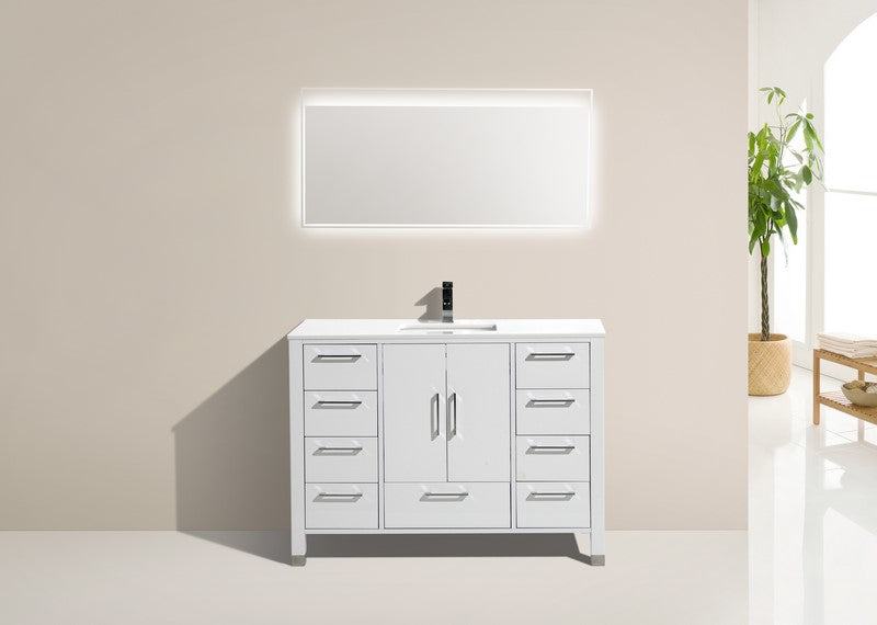 Kube Bath Anziano 48" Gloss White Vanity w/ Quartz Countertop - Gloss White (ASL1548S-GW) view 4