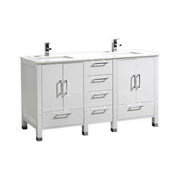 Kube Bath Anziano 60" Double Sink Gloss White Vanity w/ Quartz Countertop - Gloss White (ASL1560-GW)