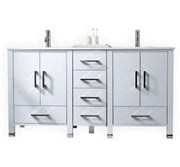 Kube Bath Anziano 71" Double Sink Gloss White Vanity w/ Quartz Countertop - Gloss White (ASL1572-GW)
