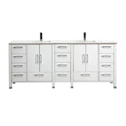 Kube Bath Anziano 82.25" Double Sink Gloss White Vanity w/ Quartz Countertop - Gloss White (ASL1584-GW)