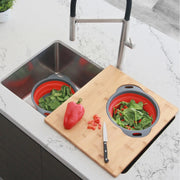 AZUNI 16 inch Kitchen Sink Bamboo Cutting Board with Colander and Bowl Set  A-907 - Plumbing Market