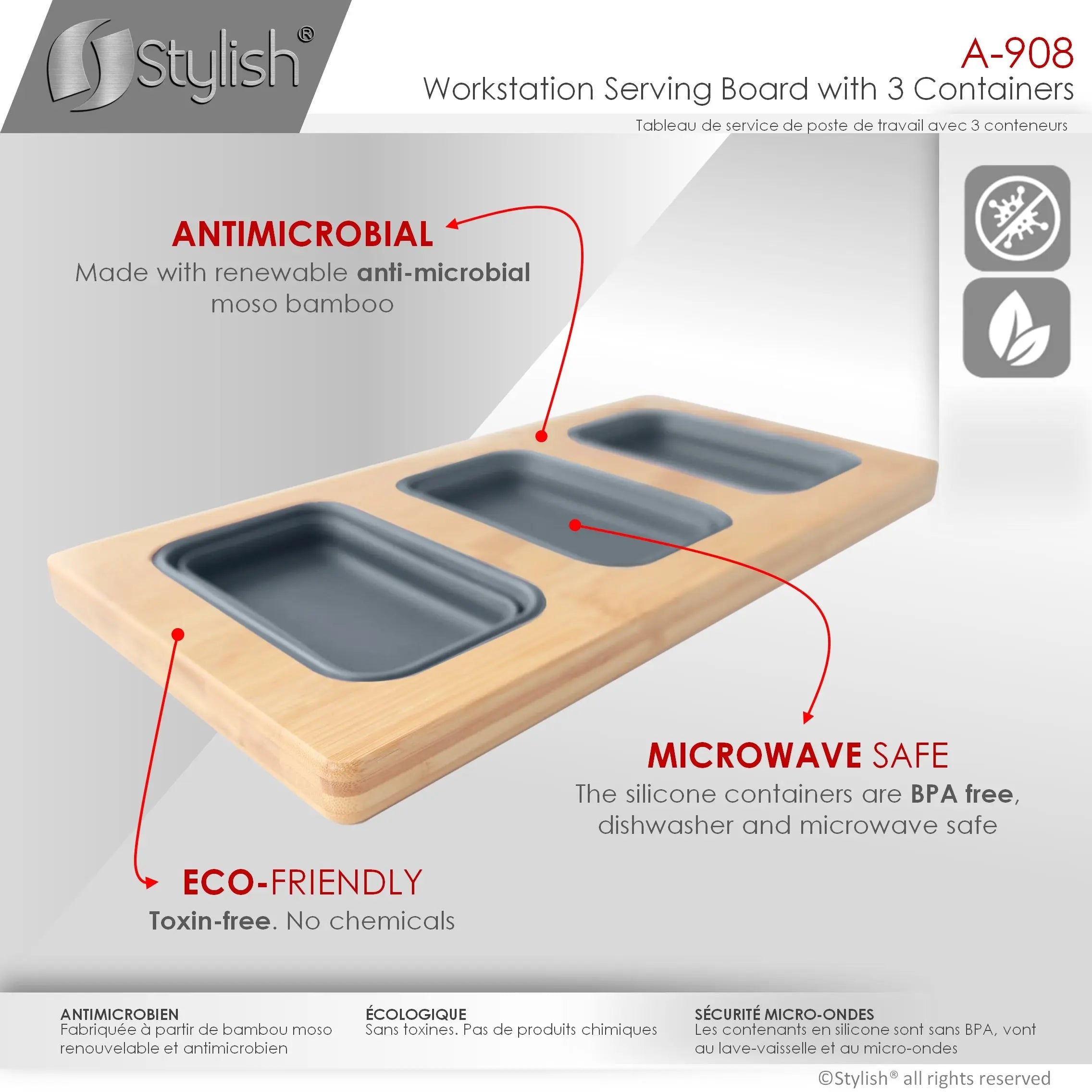 AZUNI 17 inch Workstation Sink Bamboo Serving Board set with 3 Collapsible Containers  A-908 - Plumbing Market