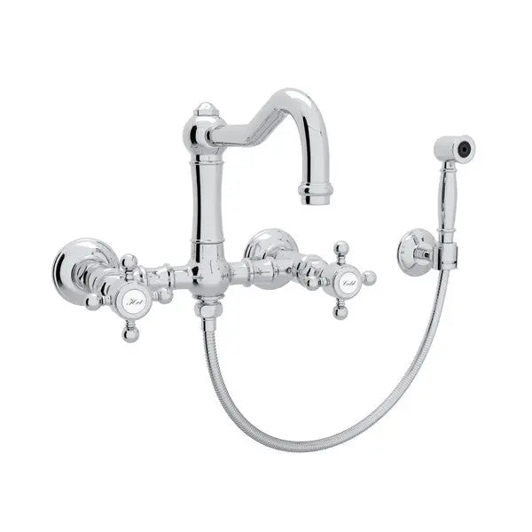 Acqui® Wall Mount Bridge Kitchen Faucet With Sidespray And Column Spout - Plumbing Market