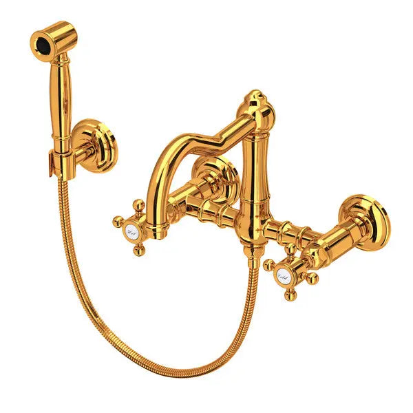 Acqui® Wall Mount Bridge Kitchen Faucet With Sidespray And Column Spout - Plumbing Market