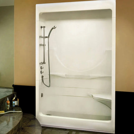 Allegro I 59 x 33 Acrylic Alcove Right-Hand Drain Three-Piece Shower in White - Plumbing Market