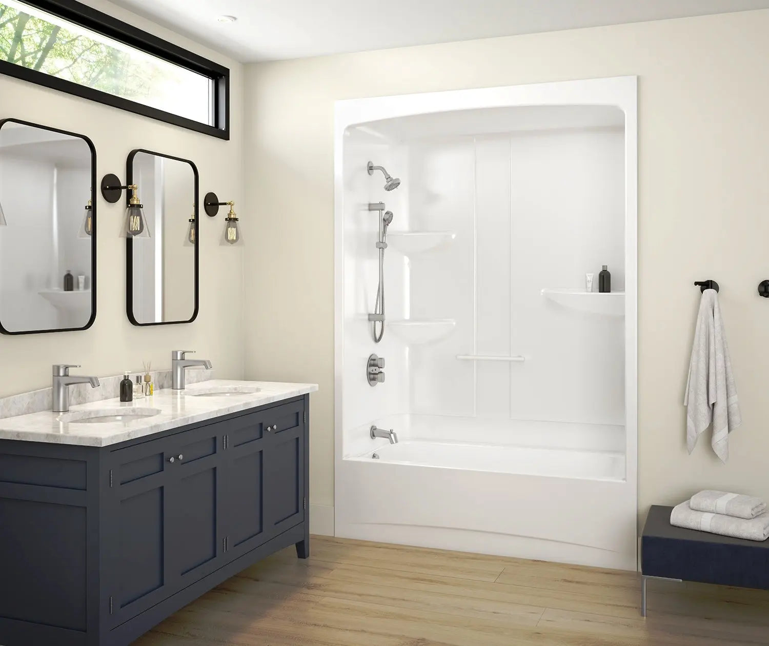 Allia Access TSR-6032 Acrylic Alcove Left-Hand Drain One-Piece Tub Shower in White - Plumbing Market