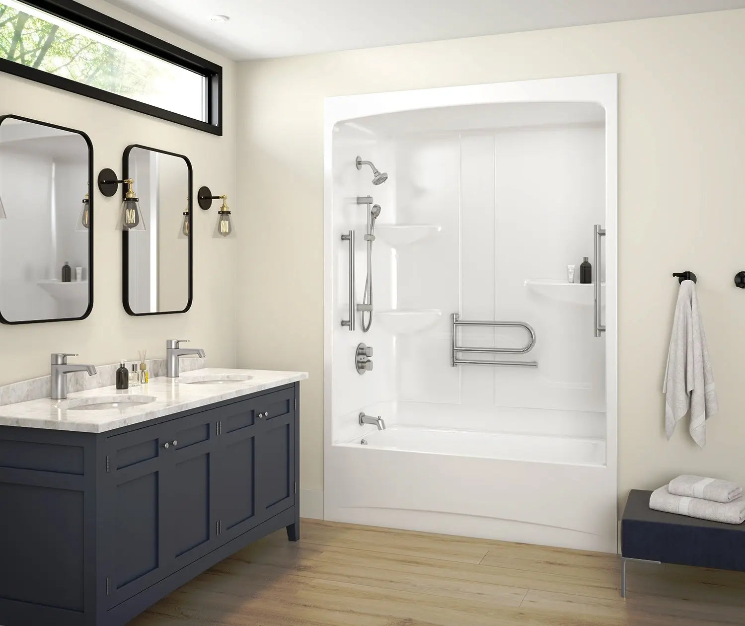 Allia Access TSR-6032 Acrylic Alcove Left-Hand Drain One-Piece Tub Shower in White - Plumbing Market