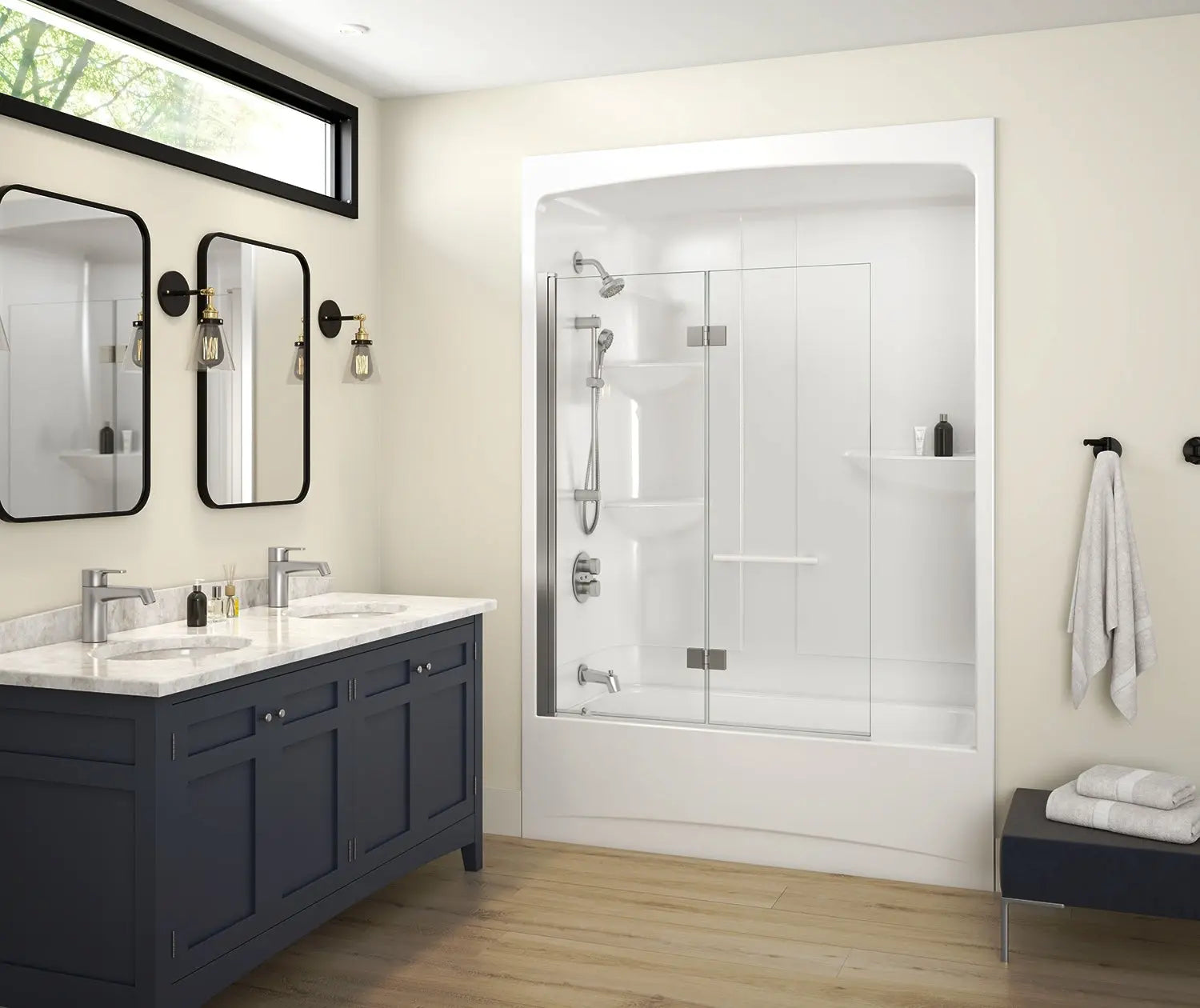 Allia Access TSR-6032 Acrylic Alcove Left-Hand Drain One-Piece Tub Shower in White - Plumbing Market