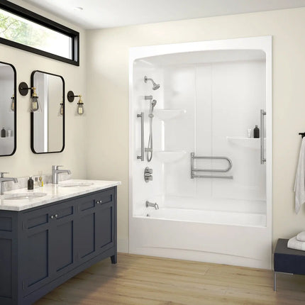 Allia Access TSR-6032 Acrylic Alcove Left-Hand Drain One-Piece Tub Shower in White - Plumbing Market