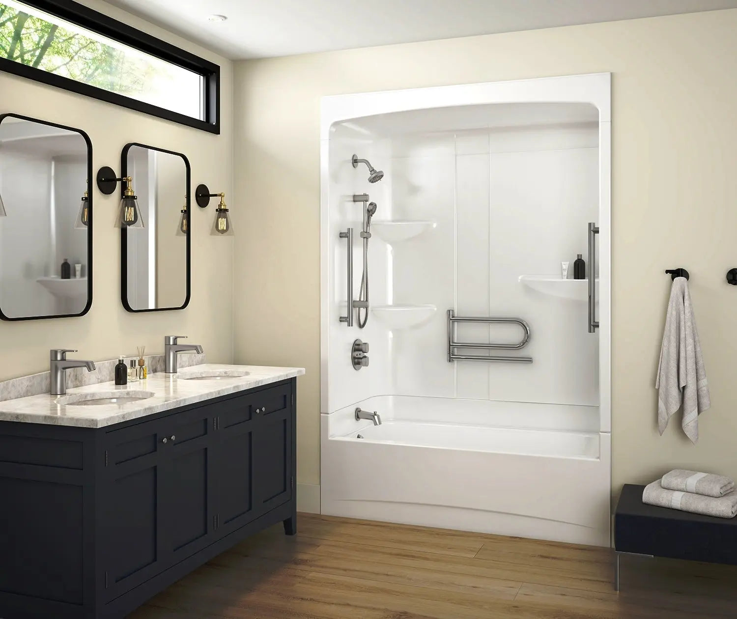 Allia Access TSR-6032 Acrylic Alcove Left-Hand Drain Three-Piece Tub Shower in White - Plumbing Market