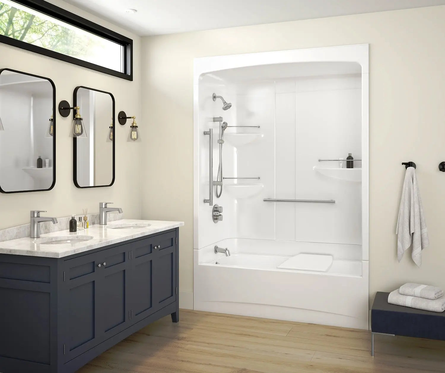 Allia Access TSR-6032 Acrylic Alcove Left-Hand Drain Three-Piece Tub Shower in White - Plumbing Market