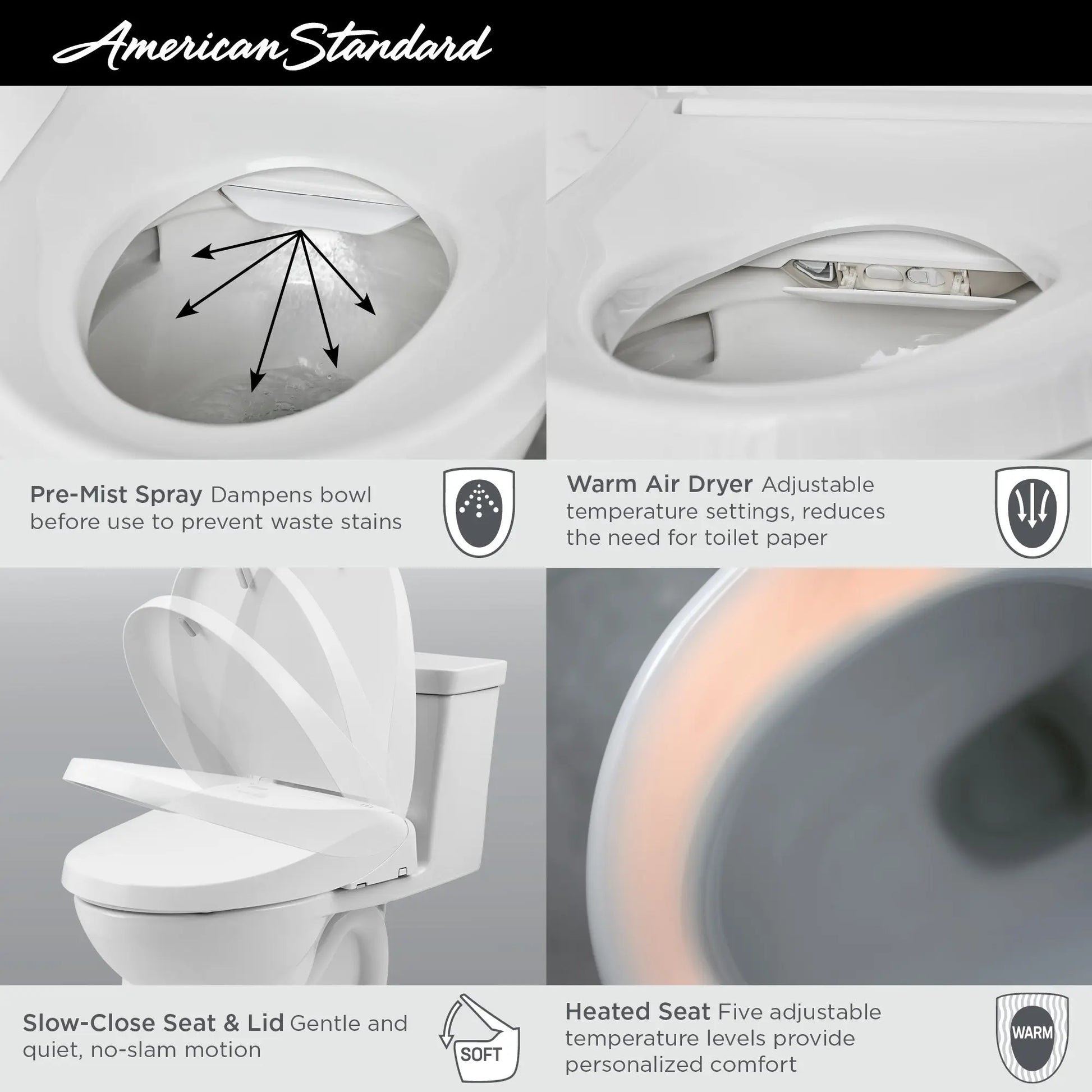 American Standard Advanced Clean 3.0 Electric SpaLet Bidet Seat With Remote Operation 8018A60GRC-020 - Plumbing Market
