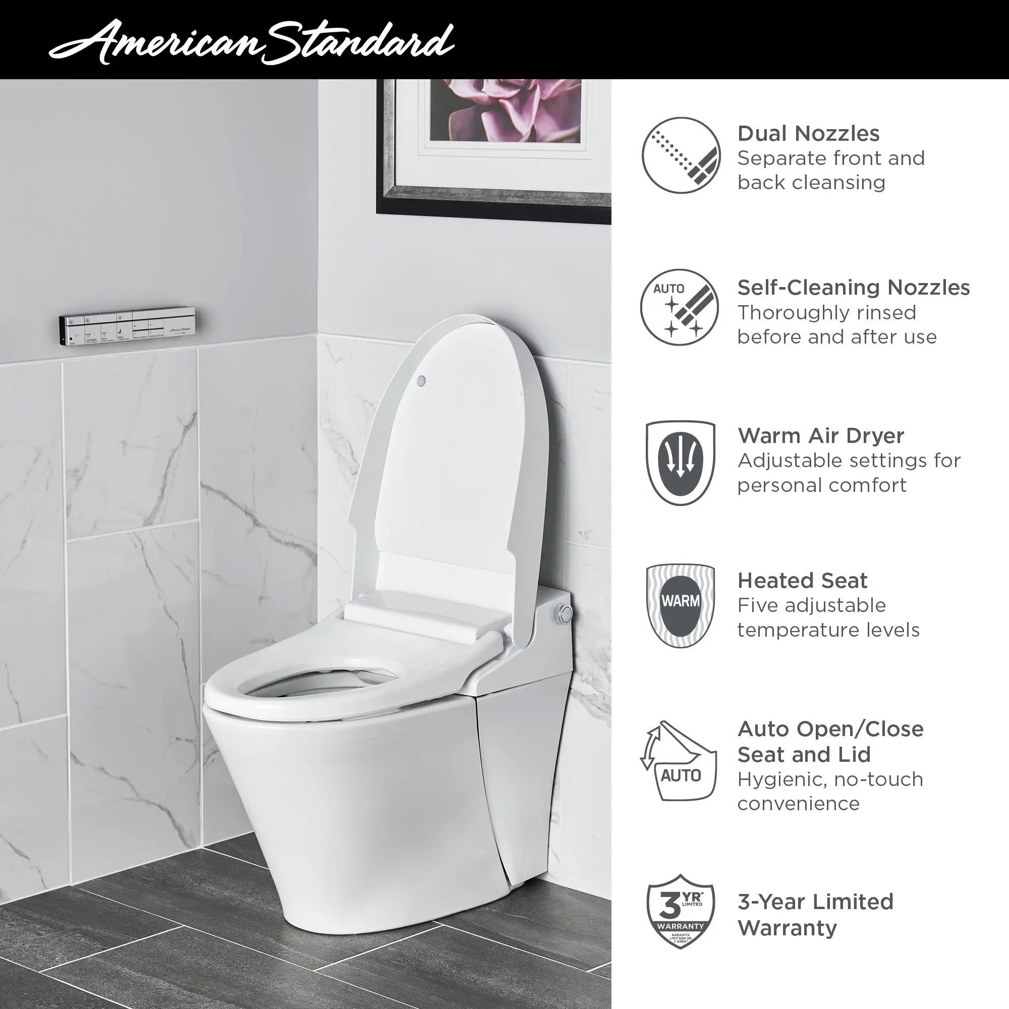 American Standard Advanced Clean Smart Toilet Elongated Auto Open - Plumbing Market