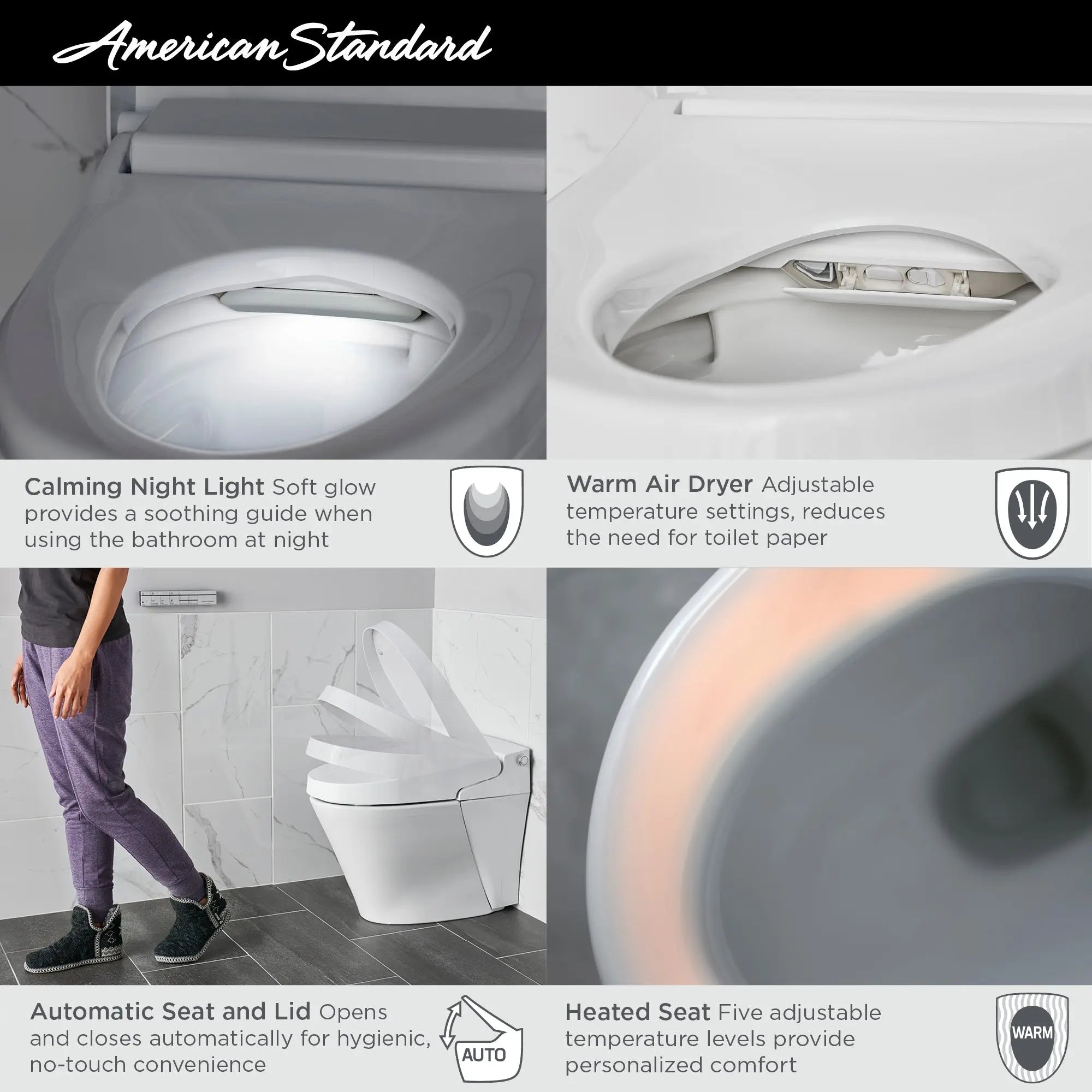 American Standard Advanced Clean Smart Toilet Elongated Auto Open - Plumbing Market