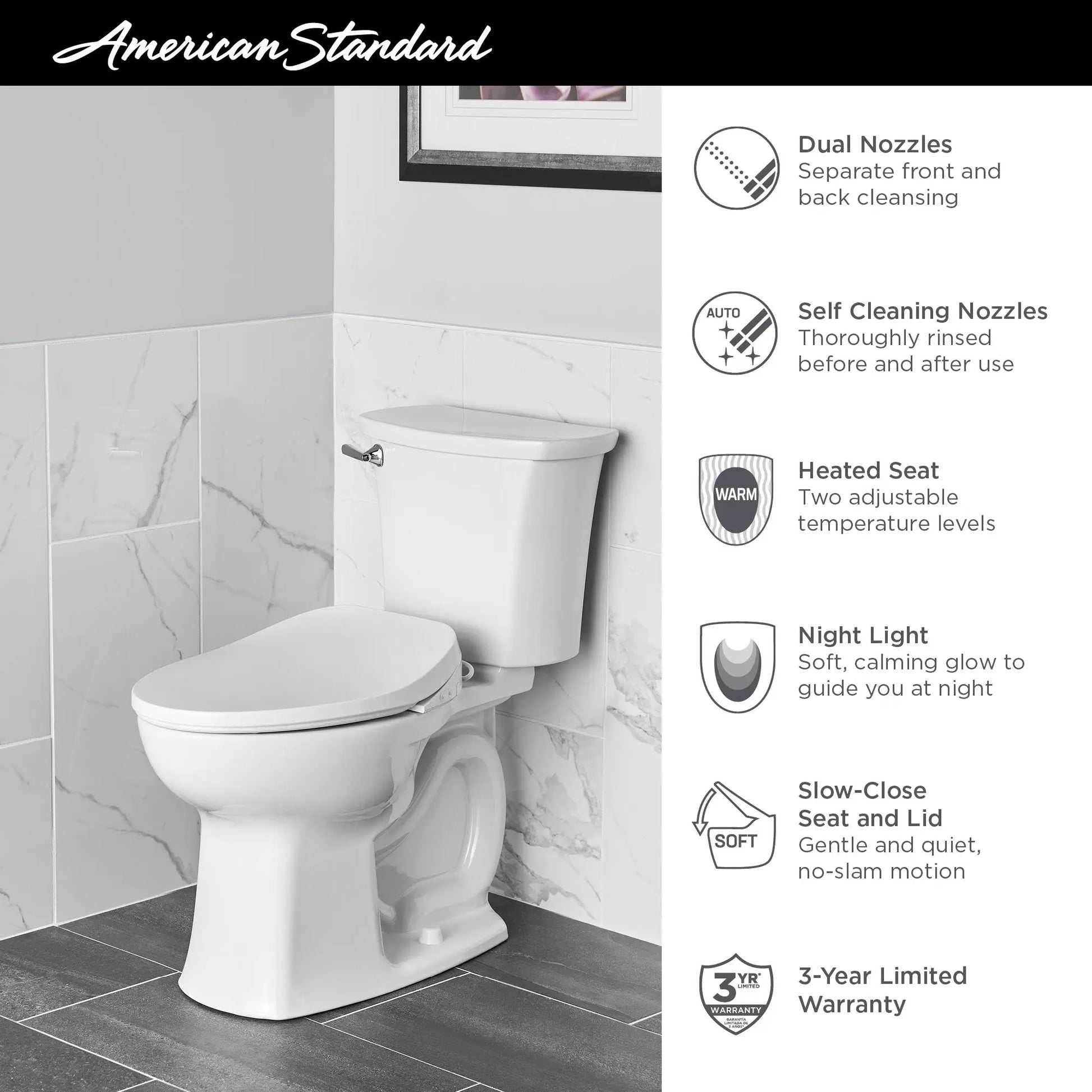 American Standard AquaWash 2.0 Electric SpaLet Bidet Seat With Manual Operation 8019A60GPC.020 - Plumbing Market