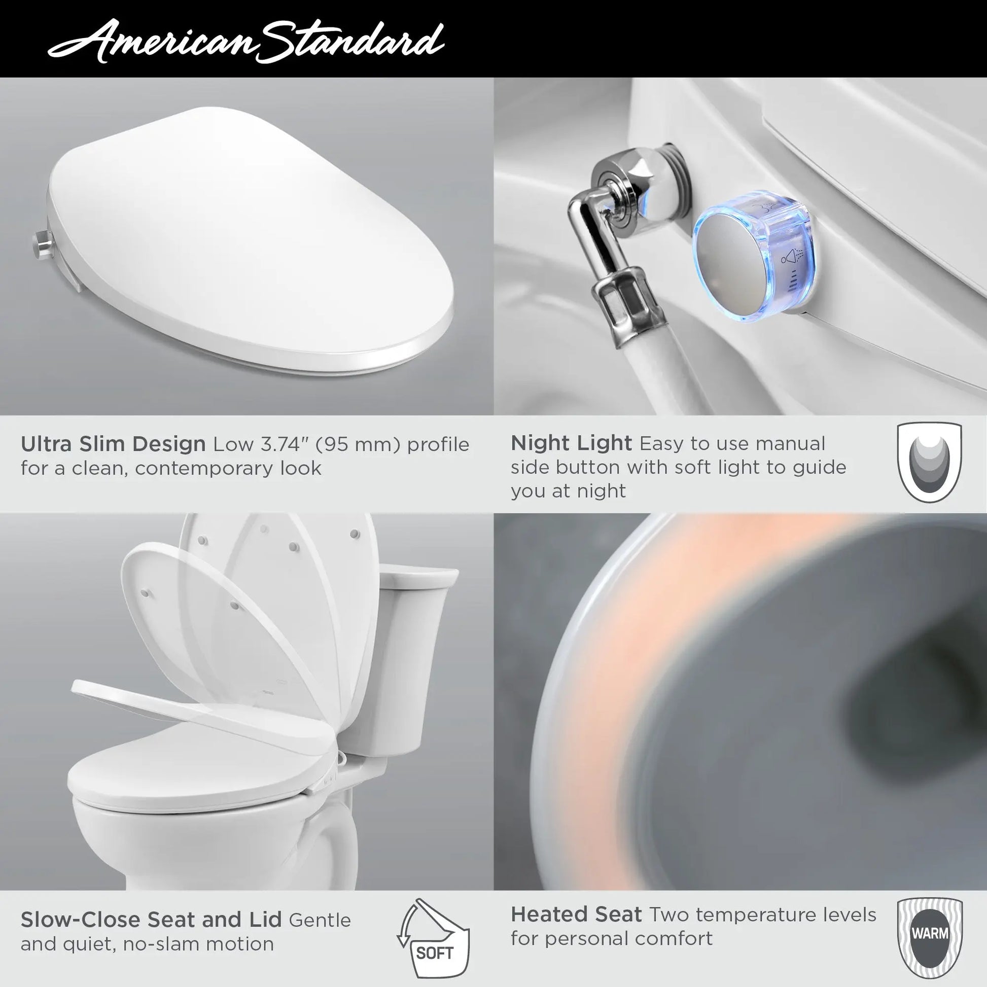 American Standard AquaWash 2.0 Electric SpaLet Bidet Seat With Manual Operation 8019A60GPC.020 - Plumbing Market