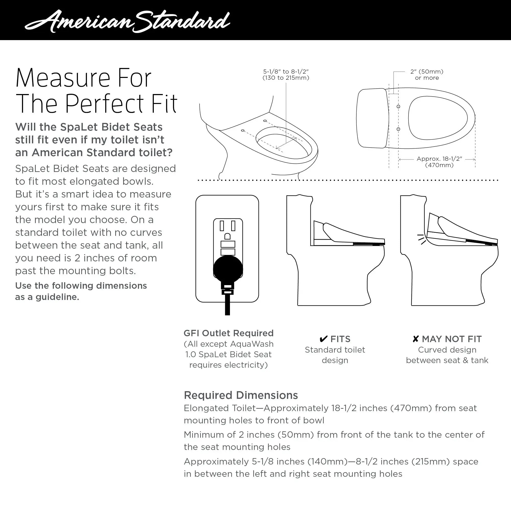American Standard AquaWash 2.0 Electric SpaLet Bidet Seat With Manual Operation 8019A60GPC.020 - Plumbing Market
