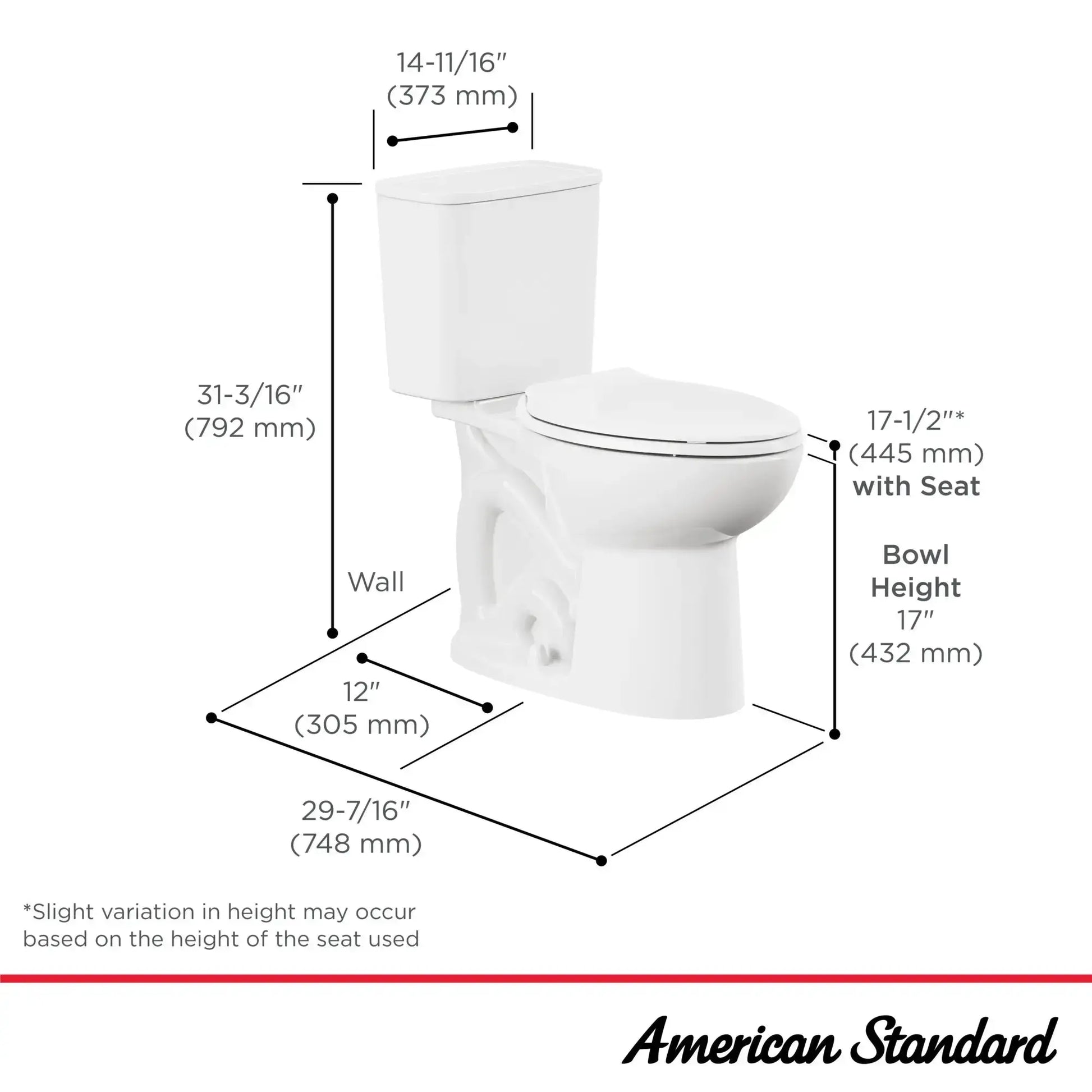 American Standard Aspirations EcoStrength Two-Piece Chair Height Elongated Right-Hand Trip Lever Toilet Less Seat - Plumbing Market