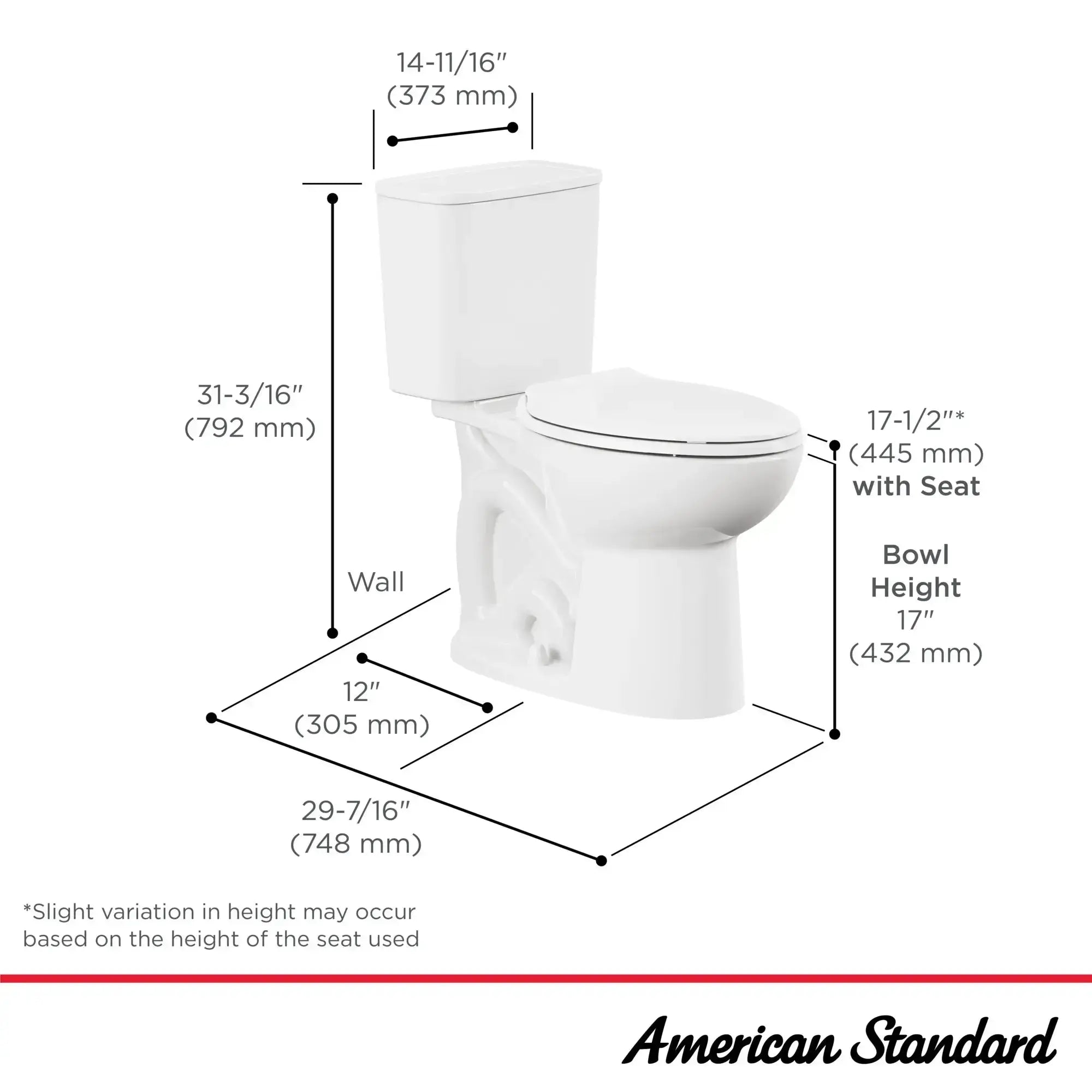 American Standard Aspirations EcoStrength Two-Piece Chair Height Elongated Right-Hand Trip Lever Toilet Less Seat - Plumbing Market
