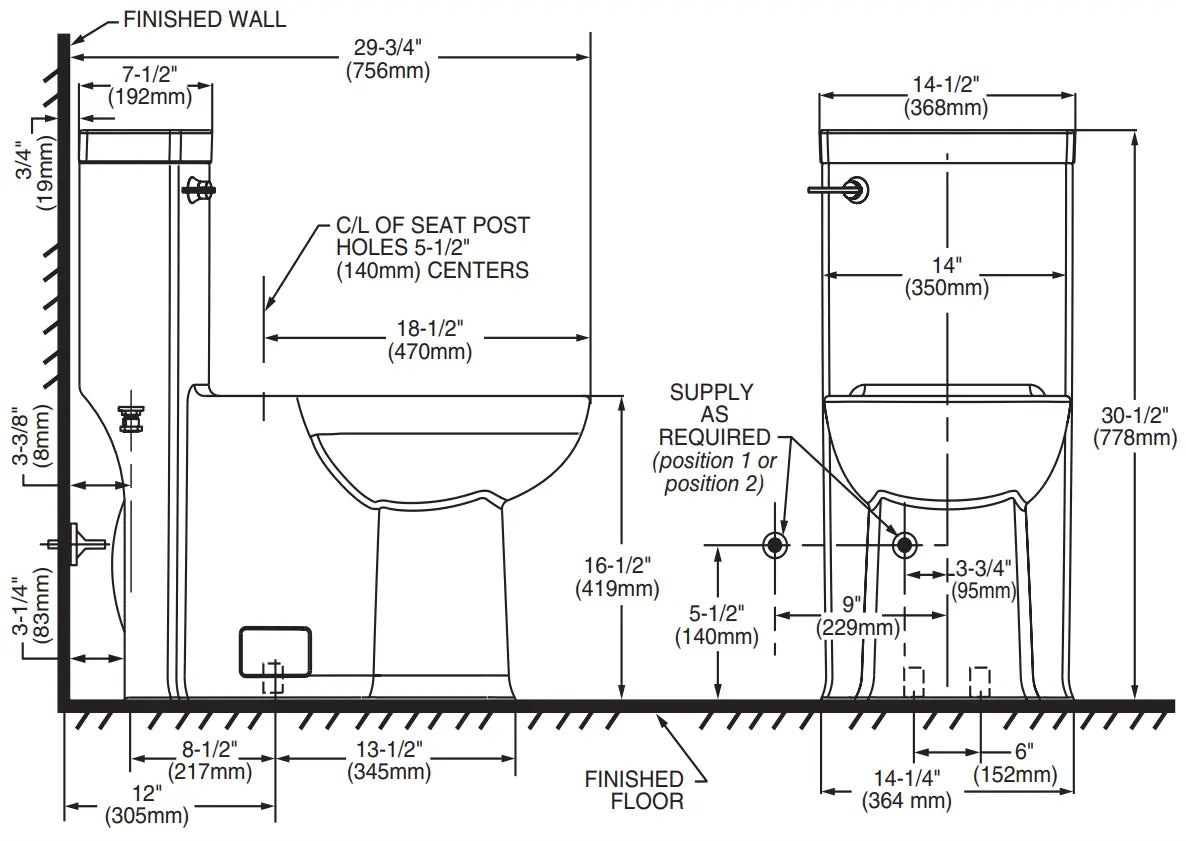 American Standard Boulevard 1.28 gpf One Piece Elongated Toilet With Seat