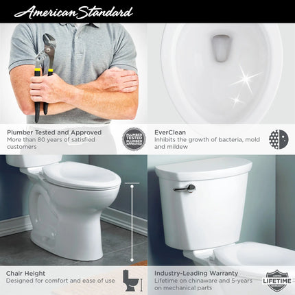 American Standard Cadet PRO 1.6 Chair Height Elongated Toilet Less Seat - Plumbing Market