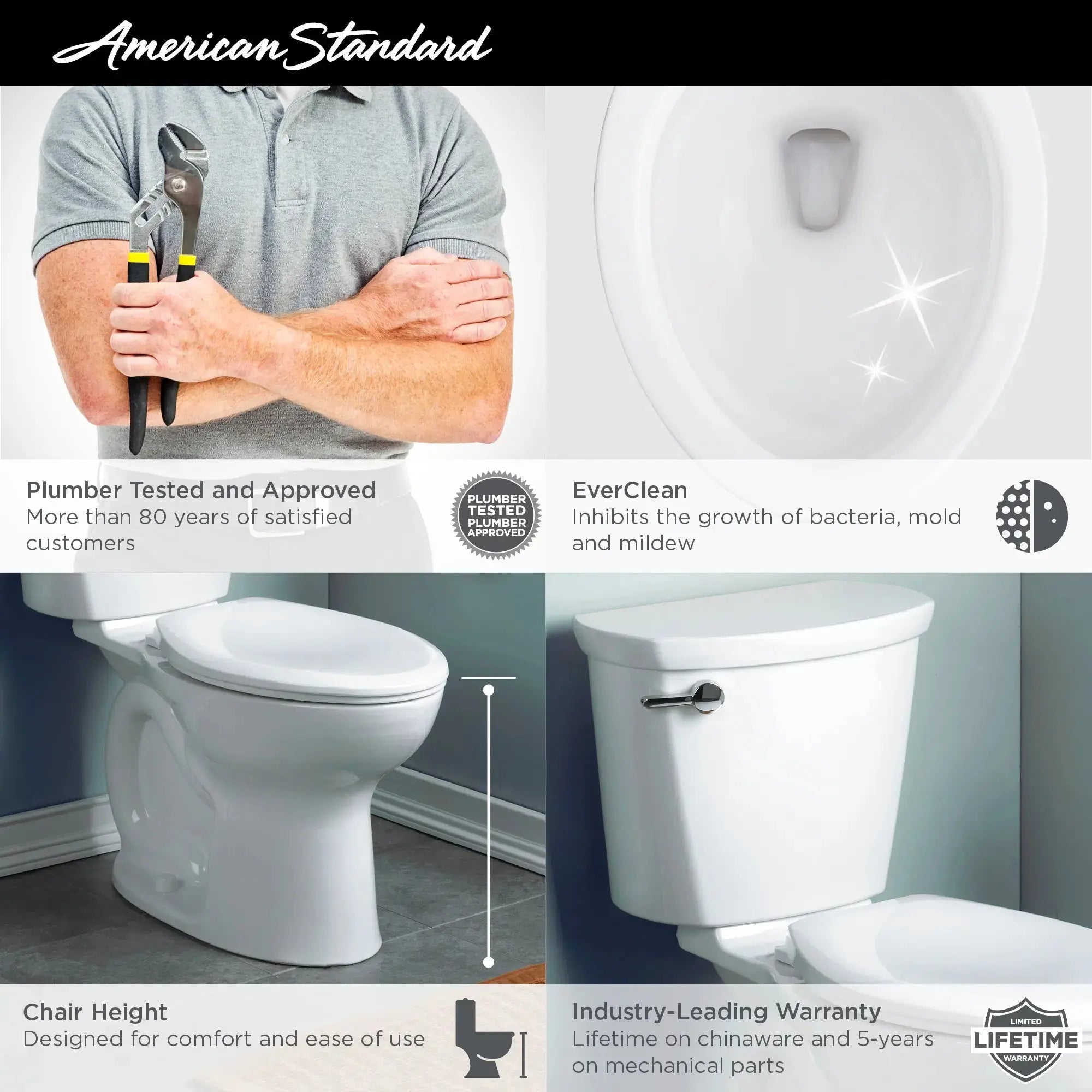 American Standard Cadet PRO Two-Piece 1.28 gpf/4.8 Lpf Chair Height Elongated 10-Inch Rough Toilet Less Seat - Plumbing Market